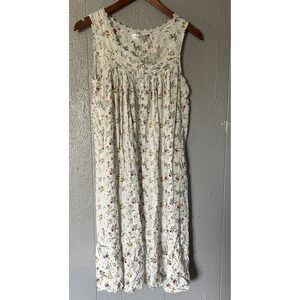 Aoiier Sleeveless Midi Floral Nightgown Pockets Size S Lace Bodice Cottagecore